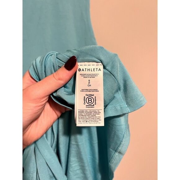 Athleta Santorini Cinch Midi Dress Turquoise Women's Size Small - Picture 7 of 10